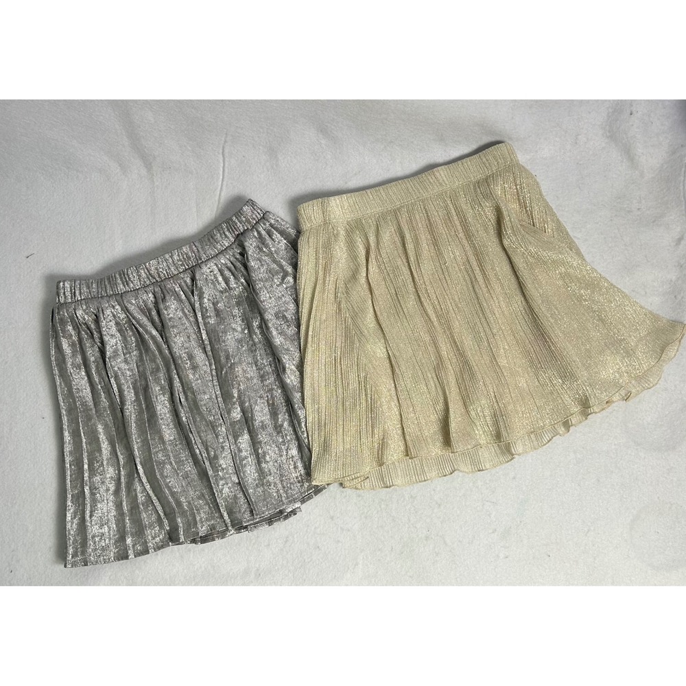 Metallic Party Gap Kids Girls Lg 10 Gold‎ Silver Pleated Shimmer Mini Skirt 2pk